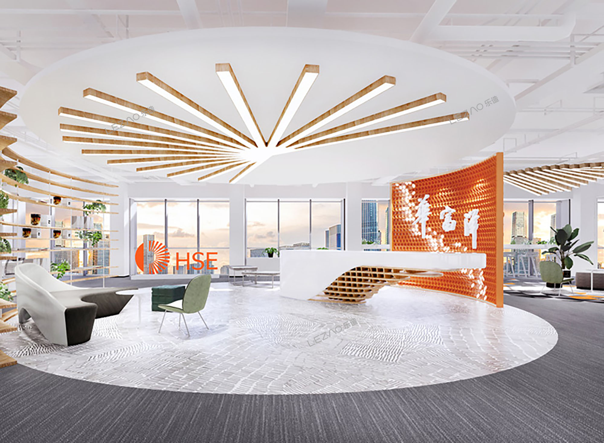 深圳精装办公室装修设计风格，办公室前台设计案例分享-LEZAO乐造整装-乐造办公整装公司